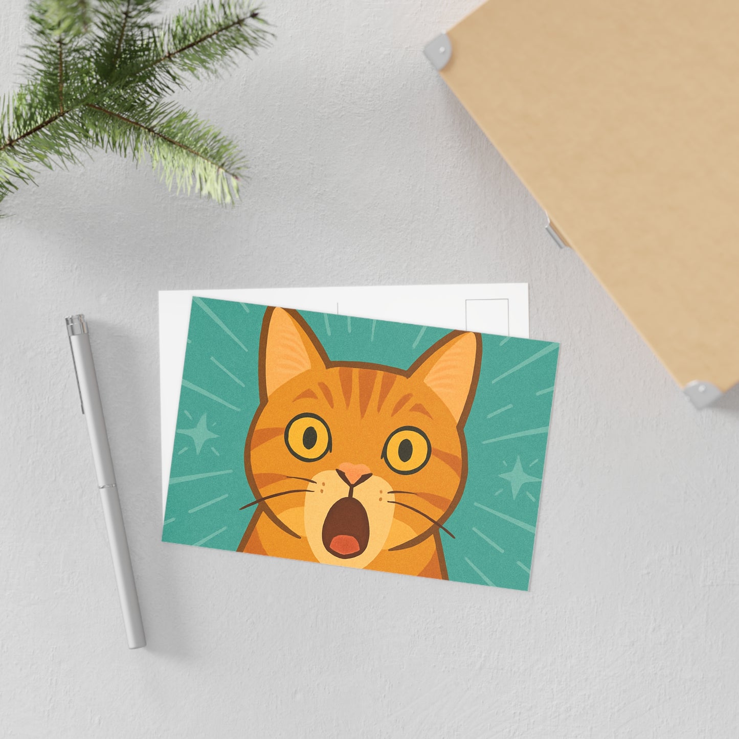 Whimsical Cat Fine Art Postcards | Playful Greeting Cards, Animal Art, Cute Decor, Birthday Gifts, Cat Lovers