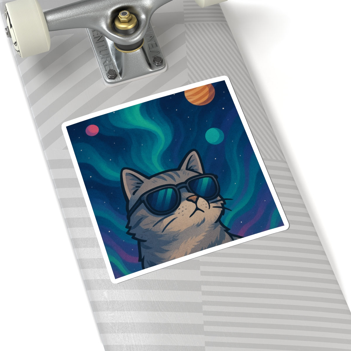 Cool Cat Space Stickers | Trendy Cat Lover Gifts, Laptop Decor, Cosmic Art, Fun Home Decor, Cat Enthusiast Accessories