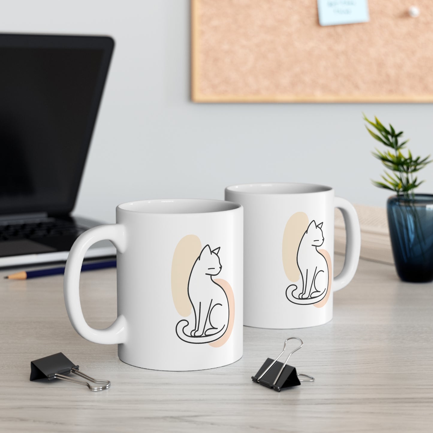 Minimalist Cat Mug, Cute Coffee Cup for Cat Lovers, Aesthetic Tea Mug, Gift for Pet Owners, Birthday Coffee Mug