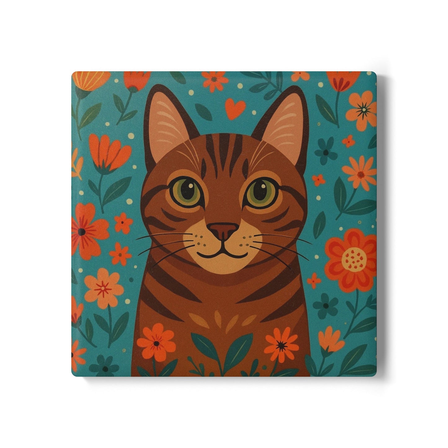 Whimsical Cat Ceramic Coaster | Animal Lover Gift, Home Décor, Cat-themed Coaster, Coffee Table Accessory, Pet Owner Gift