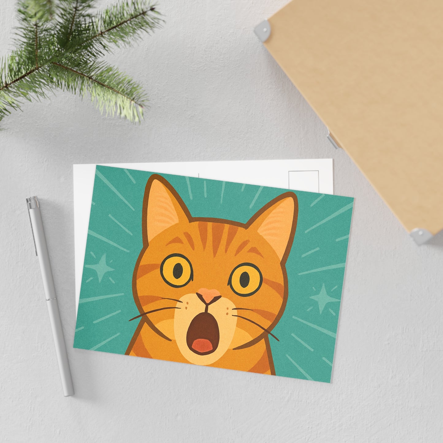 Whimsical Cat Fine Art Postcards | Playful Greeting Cards, Animal Art, Cute Decor, Birthday Gifts, Cat Lovers