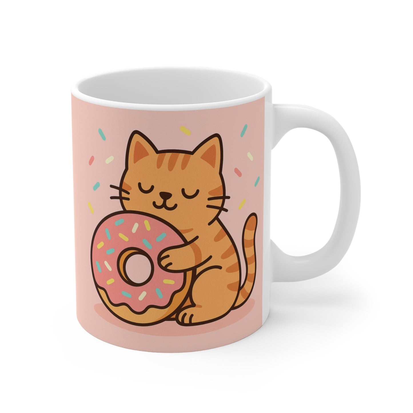 Cat Donut Mug 11oz - Cute Cat Lover Coffee Cup