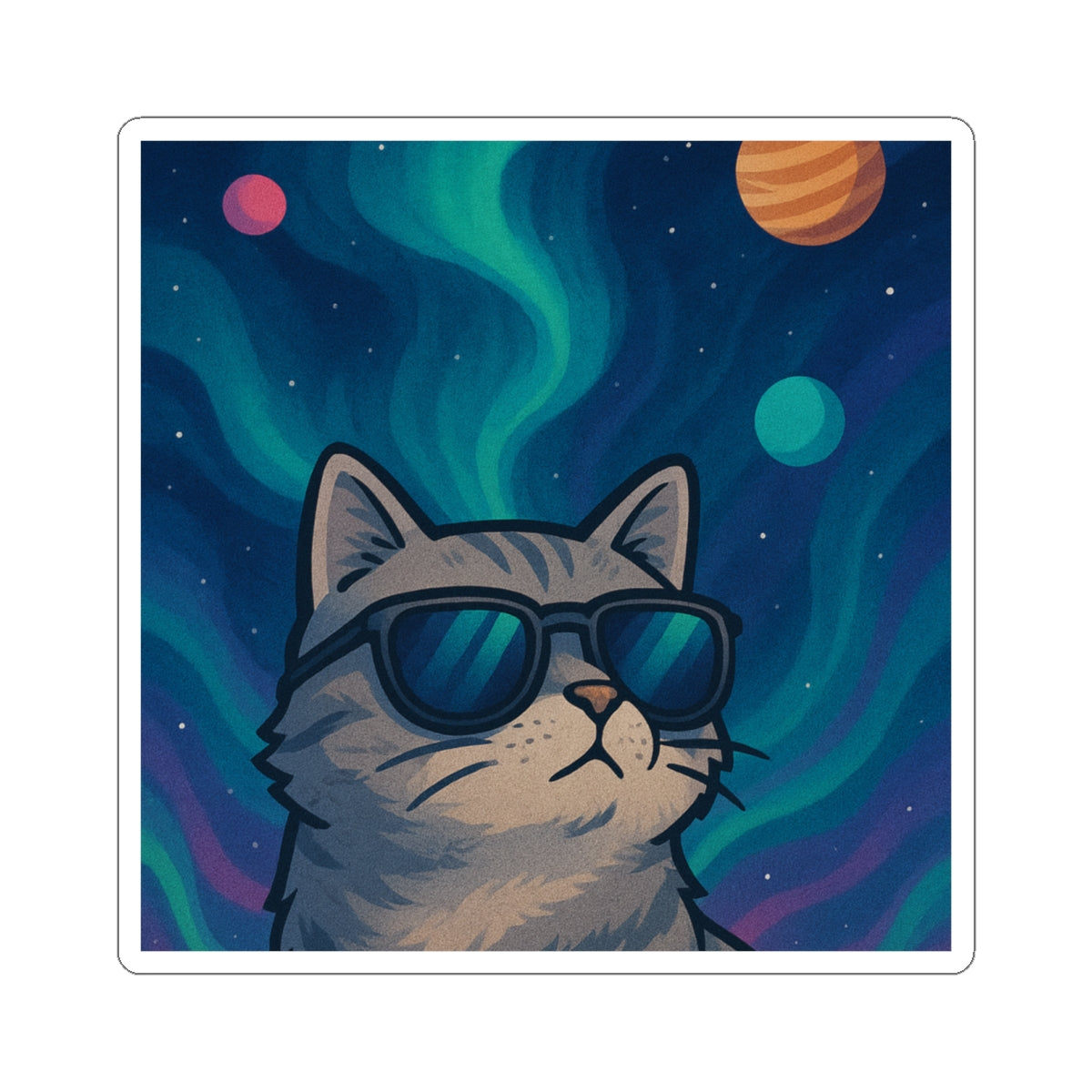 Cool Cat Space Stickers | Trendy Cat Lover Gifts, Laptop Decor, Cosmic Art, Fun Home Decor, Cat Enthusiast Accessories