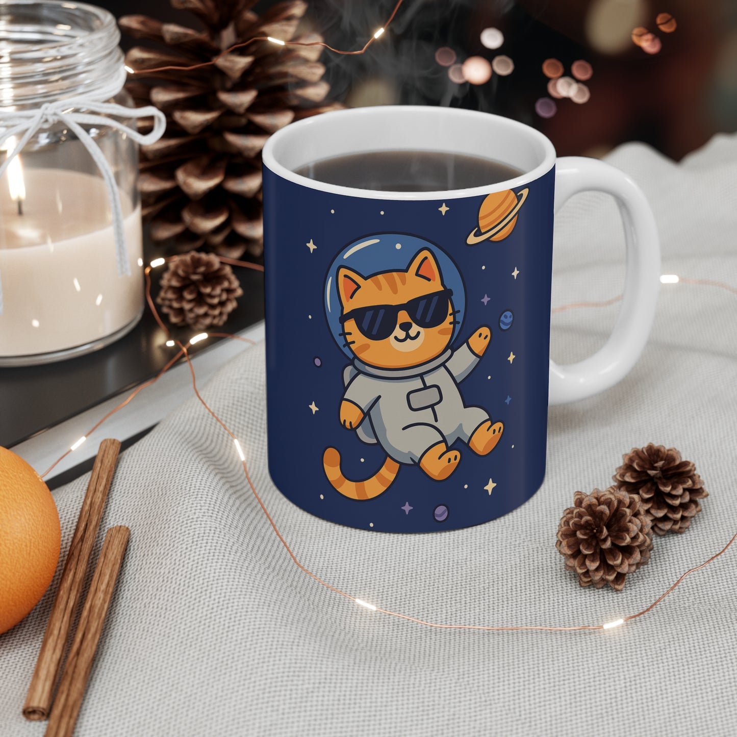 Astronaut Cat Mug 11oz - Cosmic Cat Cup