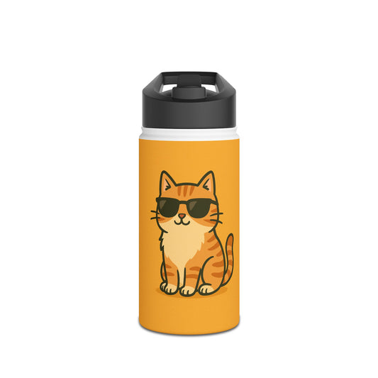 Sunglasses Cat Stainless Steel Water Bottle - Cool Cat Drinkware