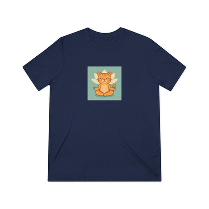 Meditating Cat Unisex Triblend Tee - Cozy Streetwear for Cat Lovers
