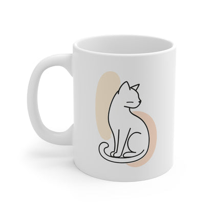 Minimalist Cat Mug, Cute Coffee Cup for Cat Lovers, Aesthetic Tea Mug, Gift for Pet Owners, Birthday Coffee Mug