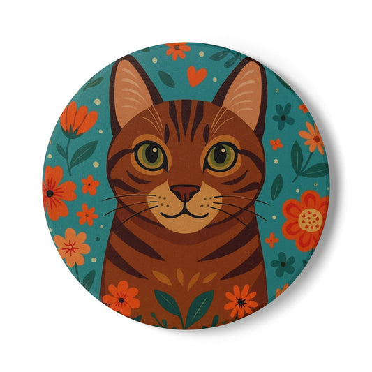 Whimsical Cat Ceramic Coaster | Animal Lover Gift, Home Décor, Cat-themed Coaster, Coffee Table Accessory, Pet Owner Gift