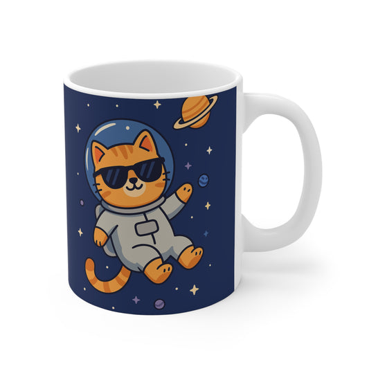 Astronaut Cat Mug 11oz - Cosmic Cat Cup