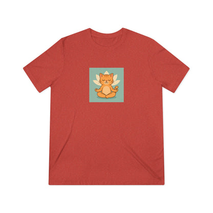 Meditating Cat Unisex Triblend Tee - Cozy Streetwear for Cat Lovers