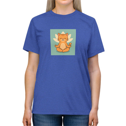 Meditating Cat Unisex Triblend Tee - Cozy Streetwear for Cat Lovers