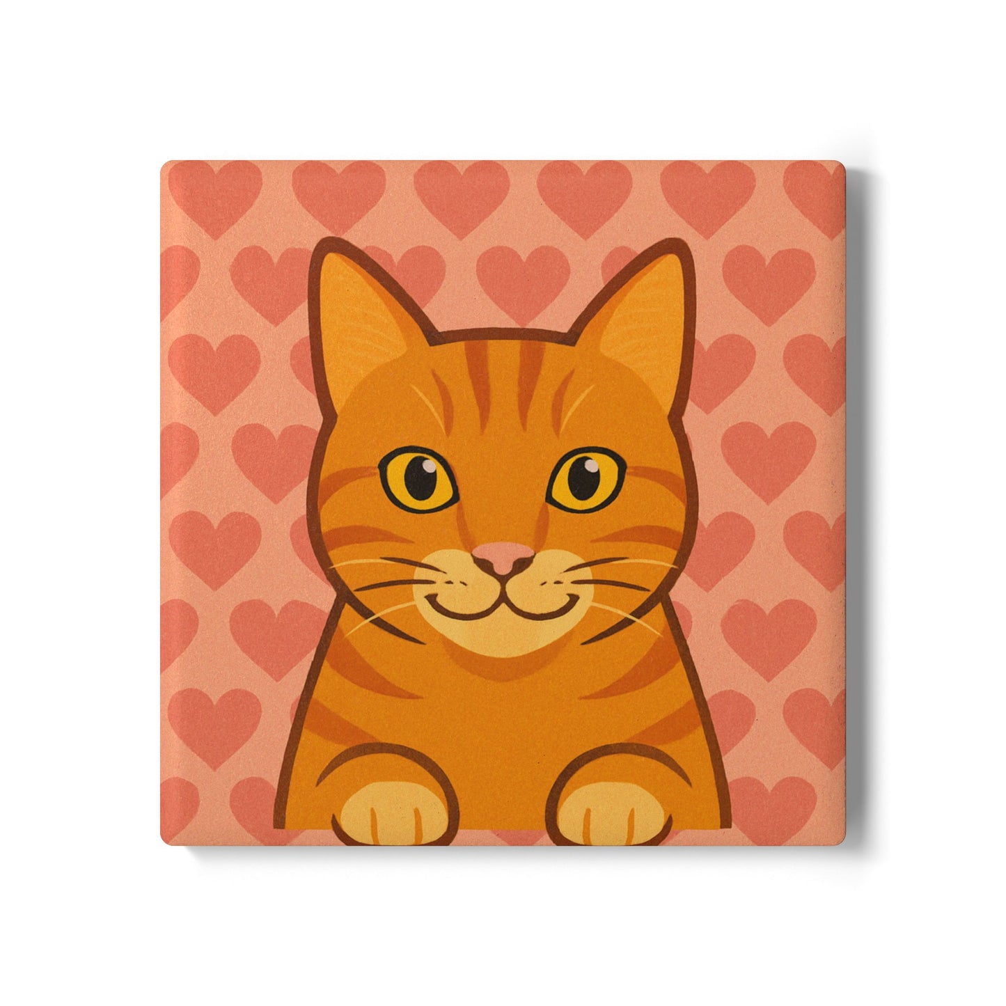 Cute Cat Ceramic Coaster - Adorable Home Decor, Pet Lover Gift, Heart Theme, Coffee Table Accessory, Gift for Cat Owners, Housewarming