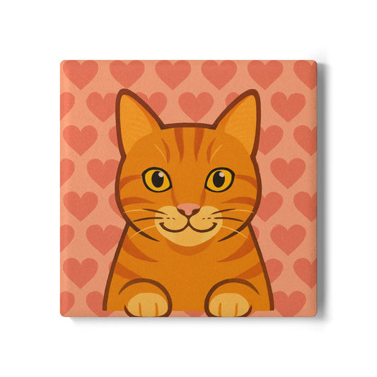 Cute Cat Ceramic Coaster - Adorable Home Decor, Pet Lover Gift, Heart Theme, Coffee Table Accessory, Gift for Cat Owners, Housewarming