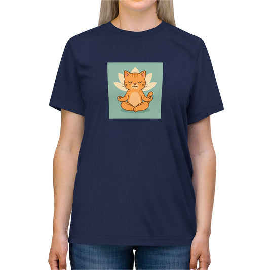 Meditating Cat Unisex Triblend Tee - Cozy Streetwear for Cat Lovers