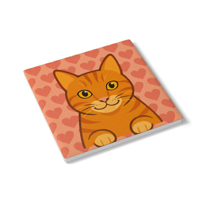 Cute Cat Ceramic Coaster - Adorable Home Decor, Pet Lover Gift, Heart Theme, Coffee Table Accessory, Gift for Cat Owners, Housewarming
