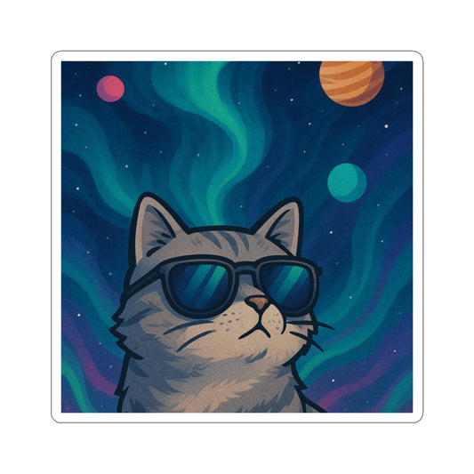 Cool Cat Space Stickers | Trendy Cat Lover Gifts, Laptop Decor, Cosmic Art, Fun Home Decor, Cat Enthusiast Accessories