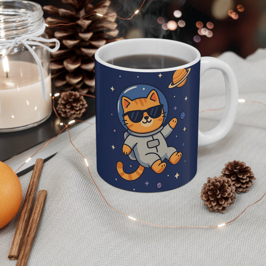 Astronaut Cat Mug 11oz - Cosmic Cat Cup